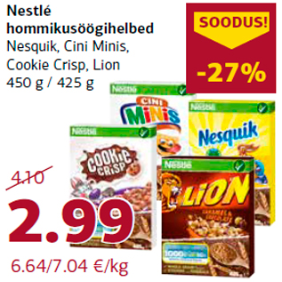 Allahindlus - Nestlé hommikusöögihelbed