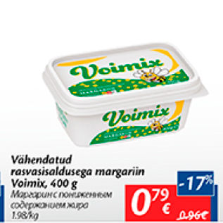 Allahindlus - Vähendatud rasvasisaldusega margariin Voimix, 400 g