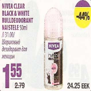 Allahindlus - Nivea Clear Black&White rulldeodorant naistele