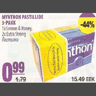 Allahindlus - Mynthon pastillide 3-pakk