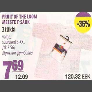 Allahindlus - Fruit Of The Loom meeste T-särk