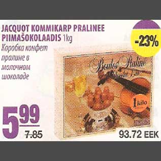 Allahindlus - Jacquot kommikarp pralinee piimašokolaadis