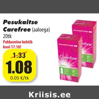 Allahindlus - Pesukaitse Carefree(aaloega) 20tk