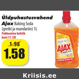 Allahindlus - Üldpuhastusvahend AjaxBaking Soda (greibi ja mandariin) 1L