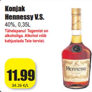 Allahindlus - Konjak Hennessy V.S. 40%, 0,35L