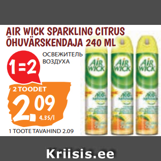 Allahindlus - AIR WICK SPARKLING CITRUS ÕHUVÄRSKENDAJA 240 ML