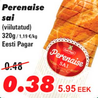 Allahindlus - Perenaise sai viilutatud Eesti Pagar