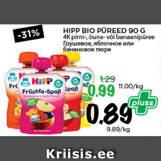 Allahindlus - HIPP BIO PÜREED 90 G