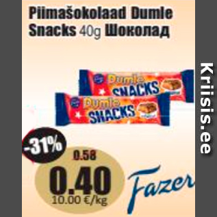 Allahindlus - Piimašokolaad Dumle Snacks 40 g