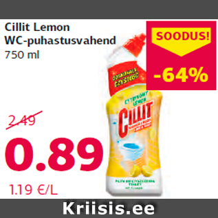 Allahindlus - Cillit Lemon WC-puhastusvahend 750 ml