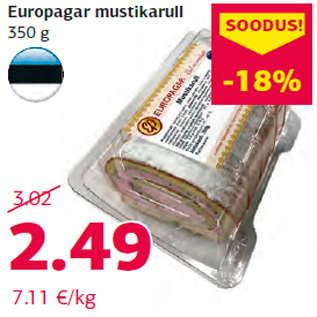 Allahindlus - Europagar mustikarull 350 g