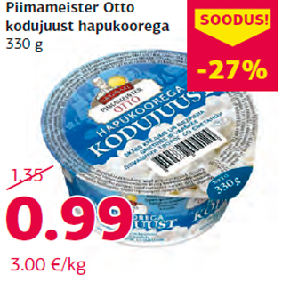 Allahindlus - Piimameister Otto kodujuust hapukoorega 330 g