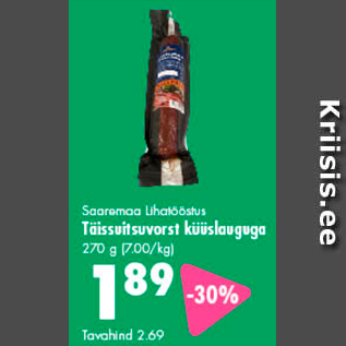 Allahindlus - Saaremaa Lihatööstus Täissuitsuvorst küüslauguga 270 g