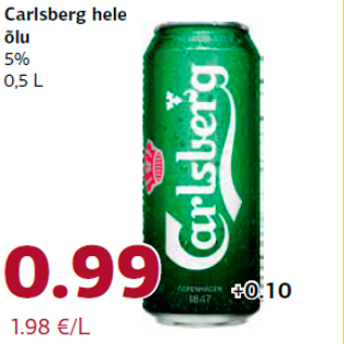 Allahindlus - Carlsberg hele õlu 5% 0,5 L