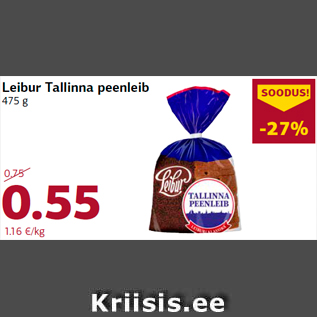 Allahindlus - Leibur Tallinna peenleib 475 g