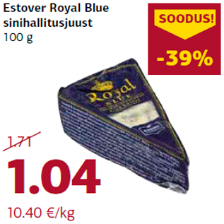 Allahindlus - Estover Royal Blue sinihallitusjuust 100 g