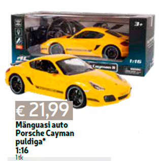 Allahindlus - Mänguasi auto Porsche Cayman puldiga* 1:16 1 tk