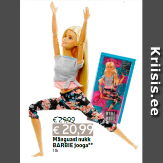 Allahindlus - Mänguasi nukk BARBIE jooga** 1 tk