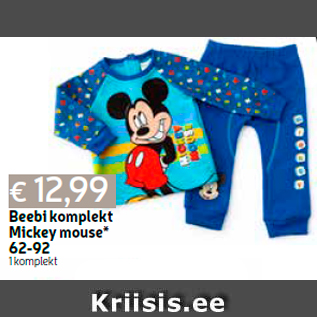 Allahindlus - Beebi komplekt Mickey mouse* 62-92 1 komplekt