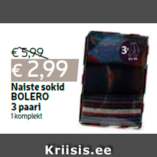 Allahindlus - Naiste sokid BOLERO 3 paari 1 komplekt