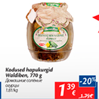 Allahindlus - Kodused hapukurgid Waldiben, 770 g