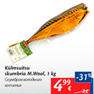 Allahindlus - Külmsuitsu skumbria M.Wool, 1 kg