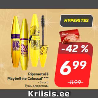 Allahindlus - Ripsmetušš Maybelline Colossal****