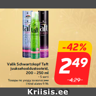 Allahindlus - Valik Schwartzkopf Taft juuksehooldustooteid, 200 - 250 ml