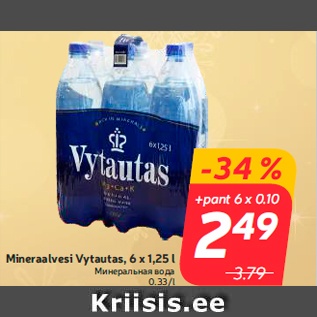Allahindlus - Mineraalvesi Vytautas, 6 x 1,25 l