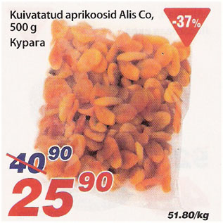 Allahindlus - Kuivatatud aprikoosid Alis Co