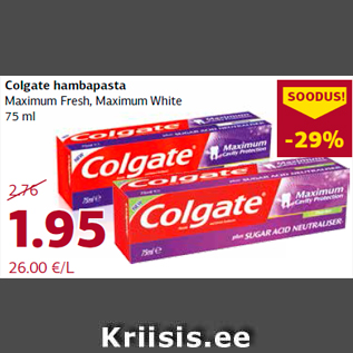 Allahindlus - Colgate hambapasta