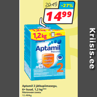 Allahindlus - Aptamil 2 jätkupiimasegu, 6+ kuud, 1,2 kg***