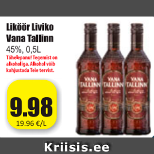 Allahindlus - Liköör Liviko Vana Tallinn