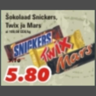 Allahindlus - Šokolaad Snickers, Twix ja Mars