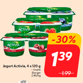 Allahindlus - Jogurt Activia, 4 x 120 g