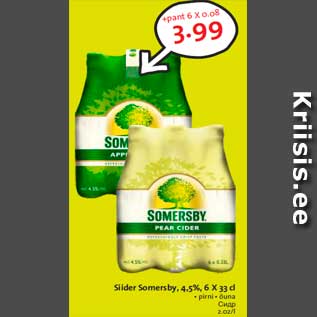 Allahindlus - Siider Somersby, 4,5%, 6 X 33 cl