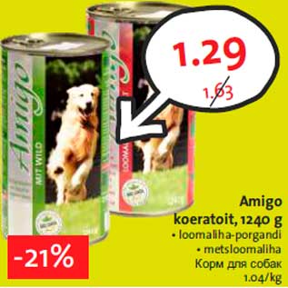 Allahindlus - Amigo koeratoit, 1240 g • loomaliha-porgandi • metsloomaliha Корм для собакAmigo koeratoit, 1240 g