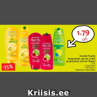 Allahindlus - Garnier Fructis šampoonid, 250 ml /7.16/l ja palsamid, 200 ml /8.95/l