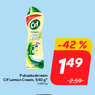 Allahindlus - Puhastuskreem Cif Lemon Cream, 540 g*