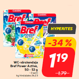 Скидка - Освежитель туалета Bref Power Active, 50-53 г