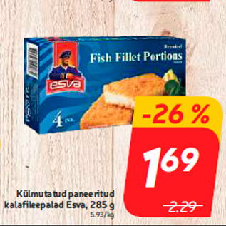 Allahindlus - Külmutatud paneeritud kalafileepalad Esva, 285 g