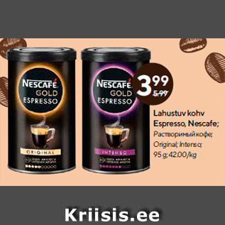 Allahindlus - Lahustuv kohv Espresso, Nescafe