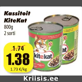 Allahindlus - Kassitoit KiteKat 800g 2 sorti