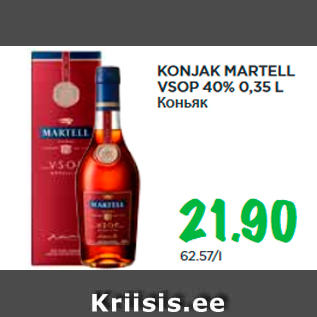 Allahindlus - KONJAK MARTELL VSOP 40% 0,35 L