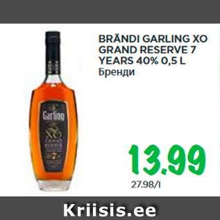 Allahindlus - BRÄNDI GARLING XO GRAND RESERVE 7 YEARS