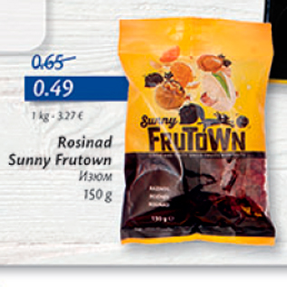 Allahindlus - Rosinad Sunny Frutown 150 g