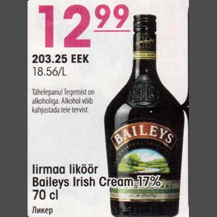 Allahindlus - Iirmaa liköör Baileys Irish Cream