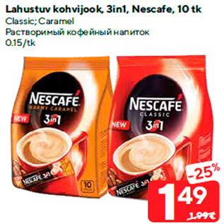 Allahindlus - Lahustuv kohvijook, 3in1, Nescafe, 10 tk