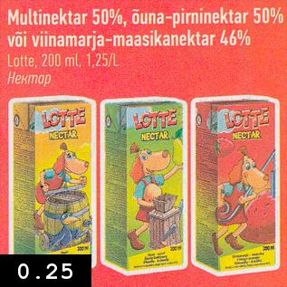 Allahindlus - Multinektar 50%, õuna-pirninektar 50% või viinamarja-maasikanektar 46%