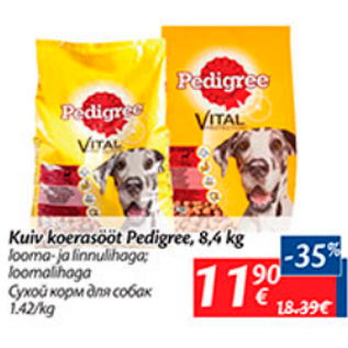 Allahindlus - Kuiv koerasööt Pedigree, 8,4 kg